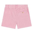 Baby Boys White & Pink Striped Shorts Set, 1, hi-res