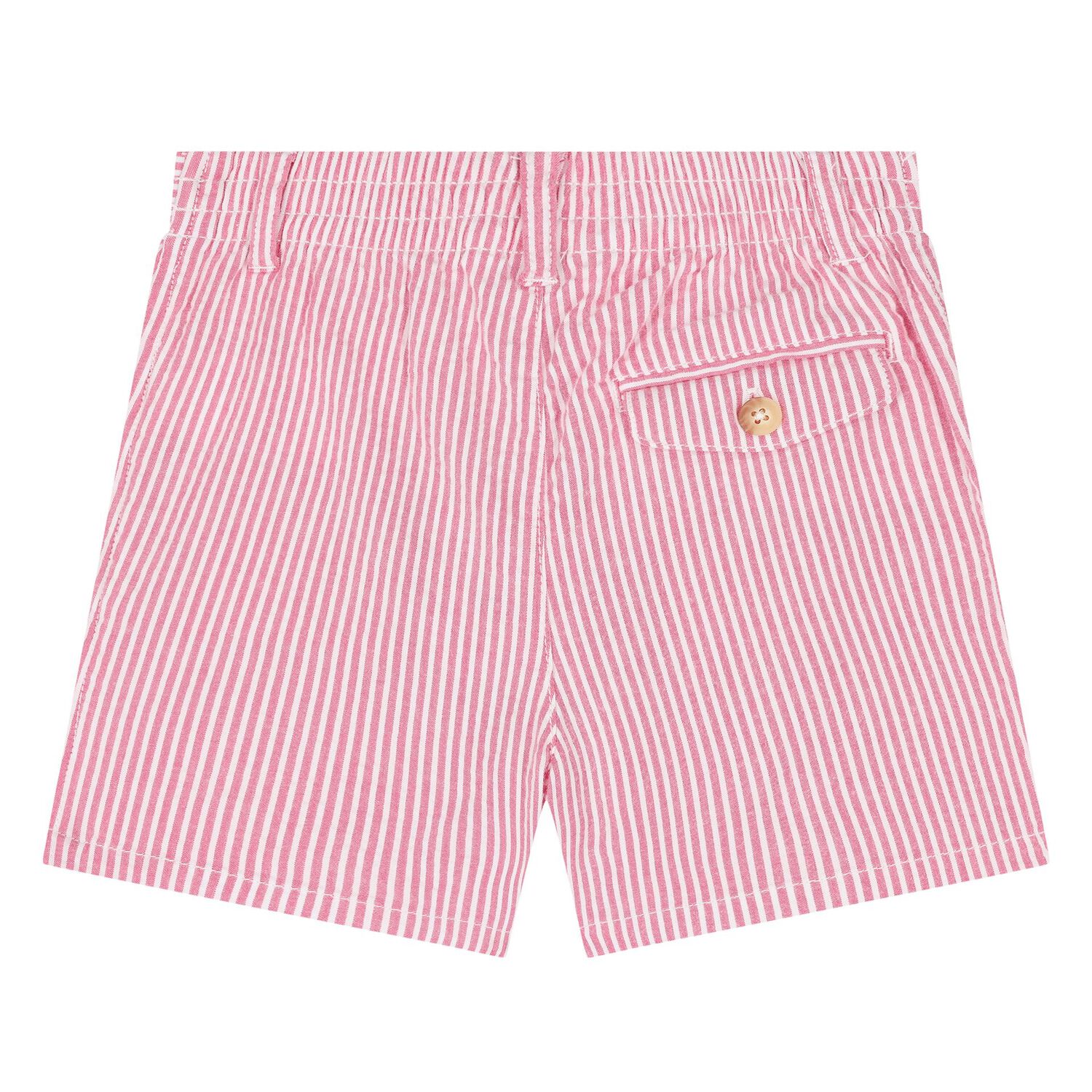 Baby Boys White & Pink Striped Shorts Set, 1, hi-res