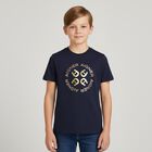 Boys Navy Blue & Gold Logo T-Shirt, 2, hi-res