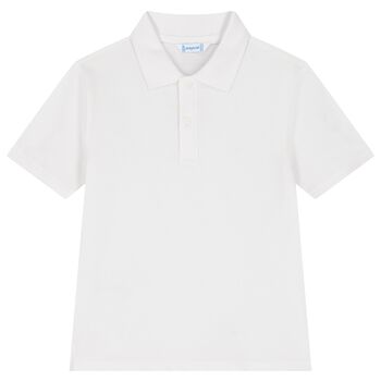 Boys White Logo Polo Shirt