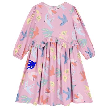 Girls Pink Birds Dress