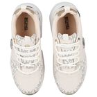 Girls Ivory & Gold Logo Trainers, 1, hi-res