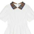 Girls White Check Polo Dress, 1, hi-res