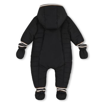 Baby Boys Black Logo Padded Snowsuit