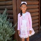Girls White & Pink Teddy Skirt Set, 1, hi-res