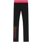 Girls Black Logo Leggings, 1, hi-res