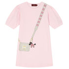 Girls Light Pink Logo Dress, 2, hi-res