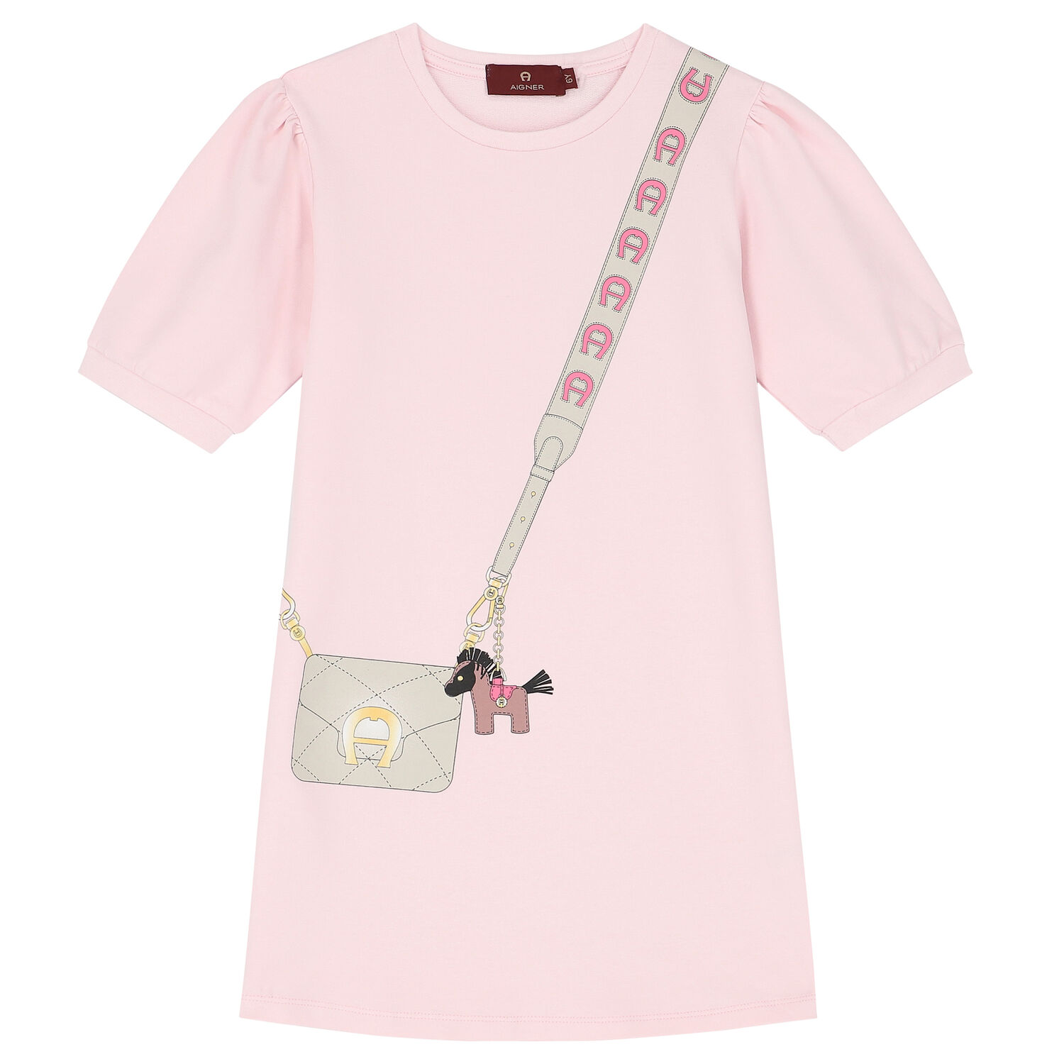Girls Light Pink Logo Dress, 2, hi-res