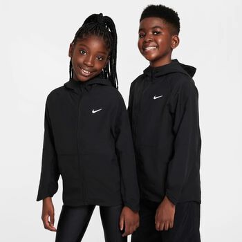 Black Logo Hooded Zip Up Top