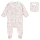 Baby Girls Pink & Ivory Toile De Jouy Babygrow Gift Set, 2, hi-res