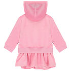 Younger Girls Pink Sequins Hooded Dress, 1, hi-res