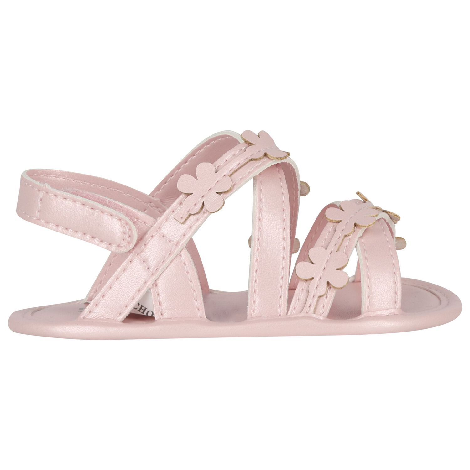 Baby Girls Pink Flower Sandals , 1, hi-res