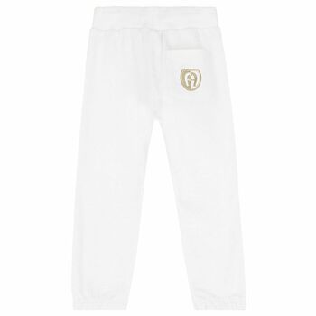Younger Boys White Logo Joggers