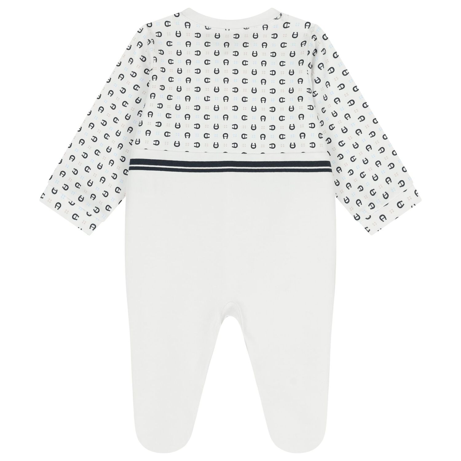 Baby Boys White & Navy Blue Logo Babygrow Set, 1, hi-res