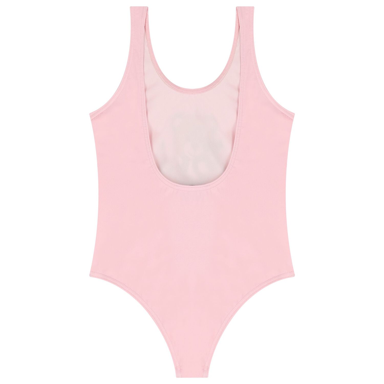 Girls Pink Teddy Bear Logo Swimsuit, 1, hi-res