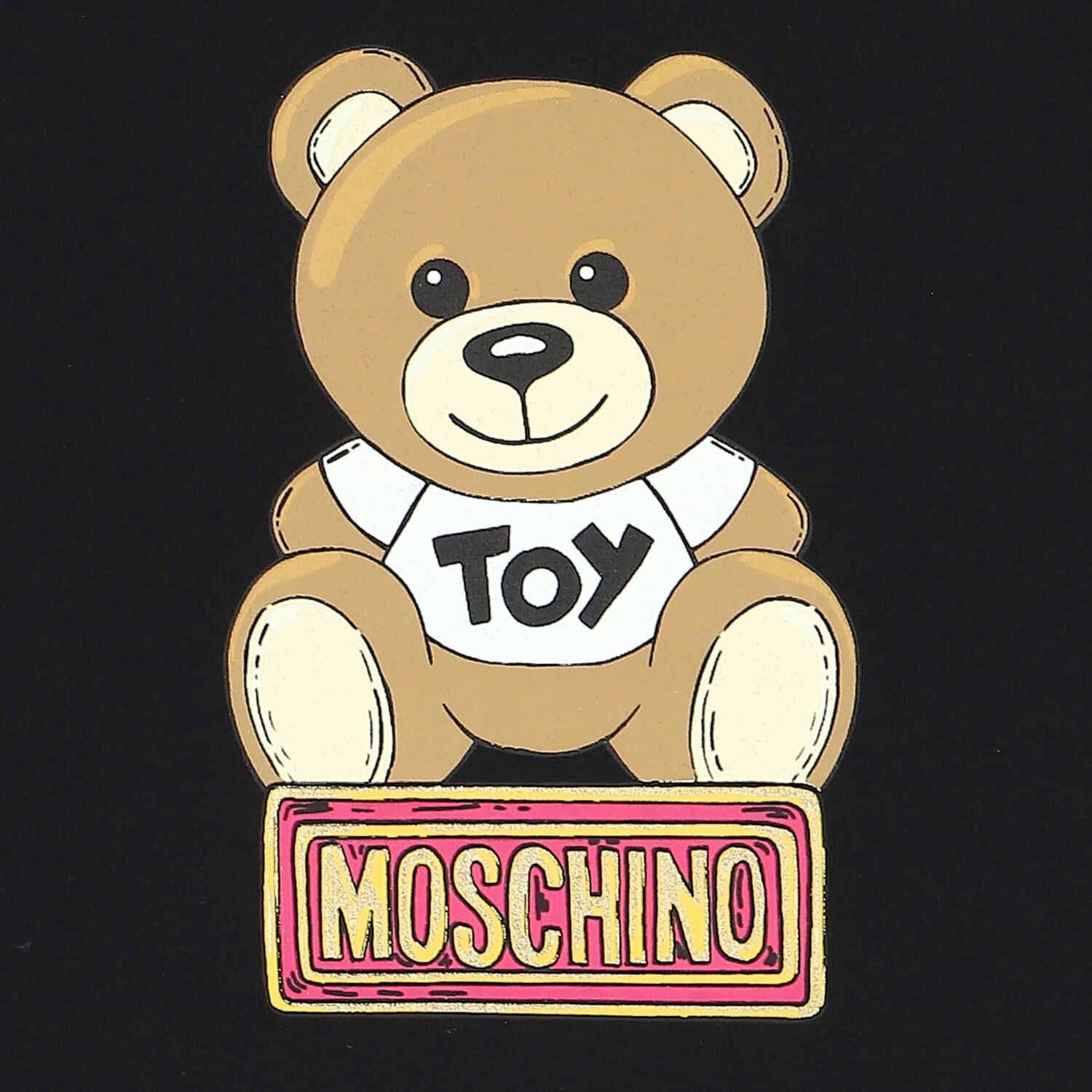 Girls Black Teddy Bear Logo T-Shirt, 1, hi-res image number null