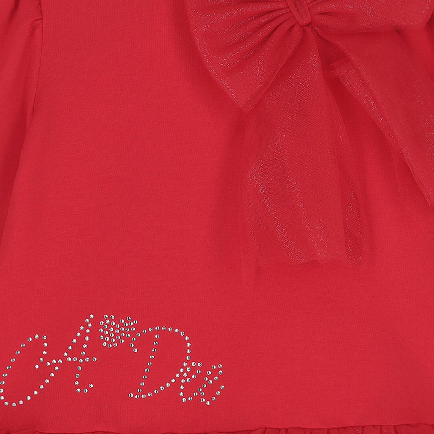 Girls Red Tulle Bow Dress, 1, hi-res