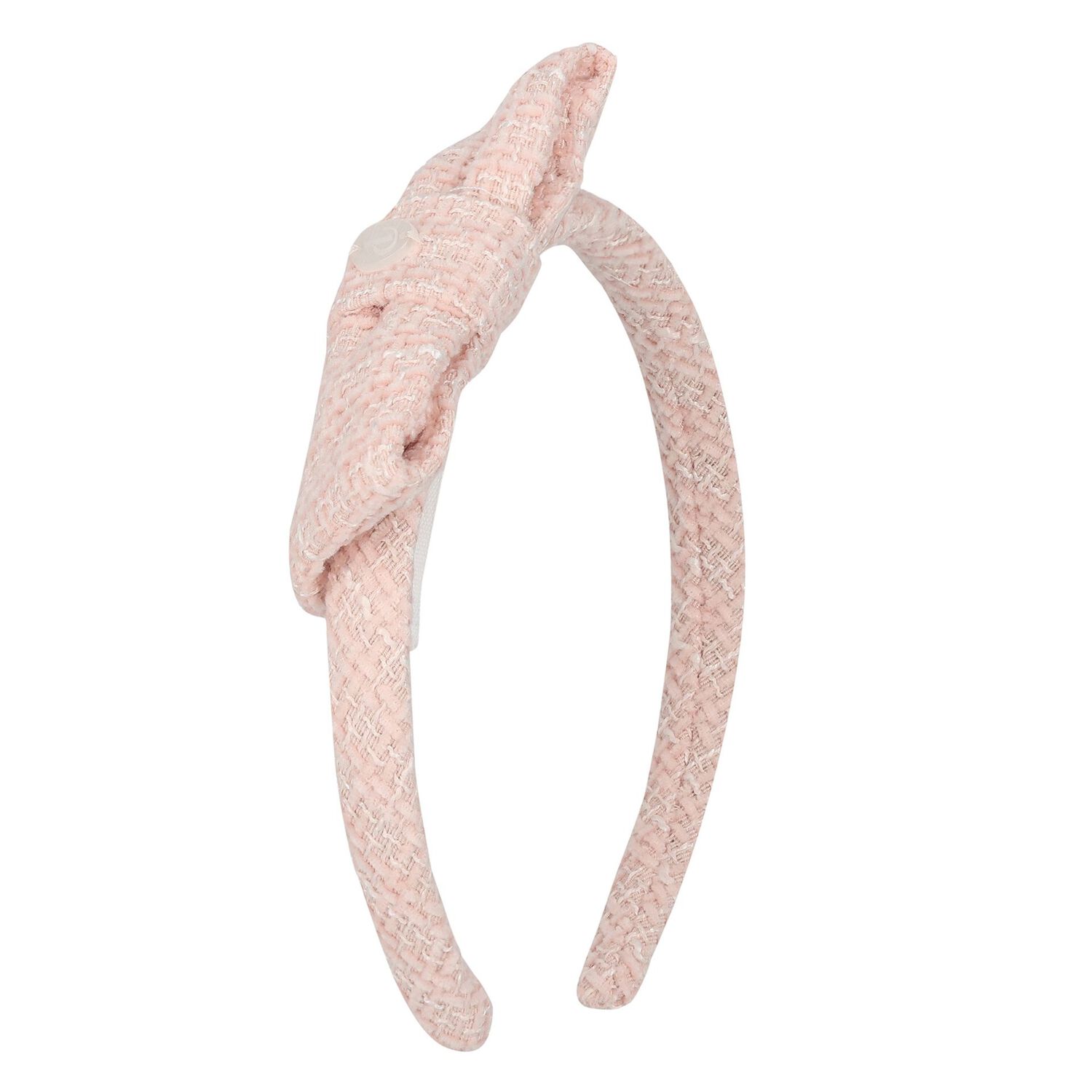 Girls Pink Tweed Bow Headband, 1, hi-res image number null