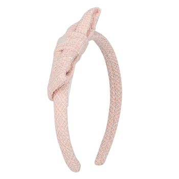 Girls Pink Tweed Bow Headband