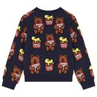 Boys Navy Blue Teddy Bear Sweatshirt, 1, hi-res