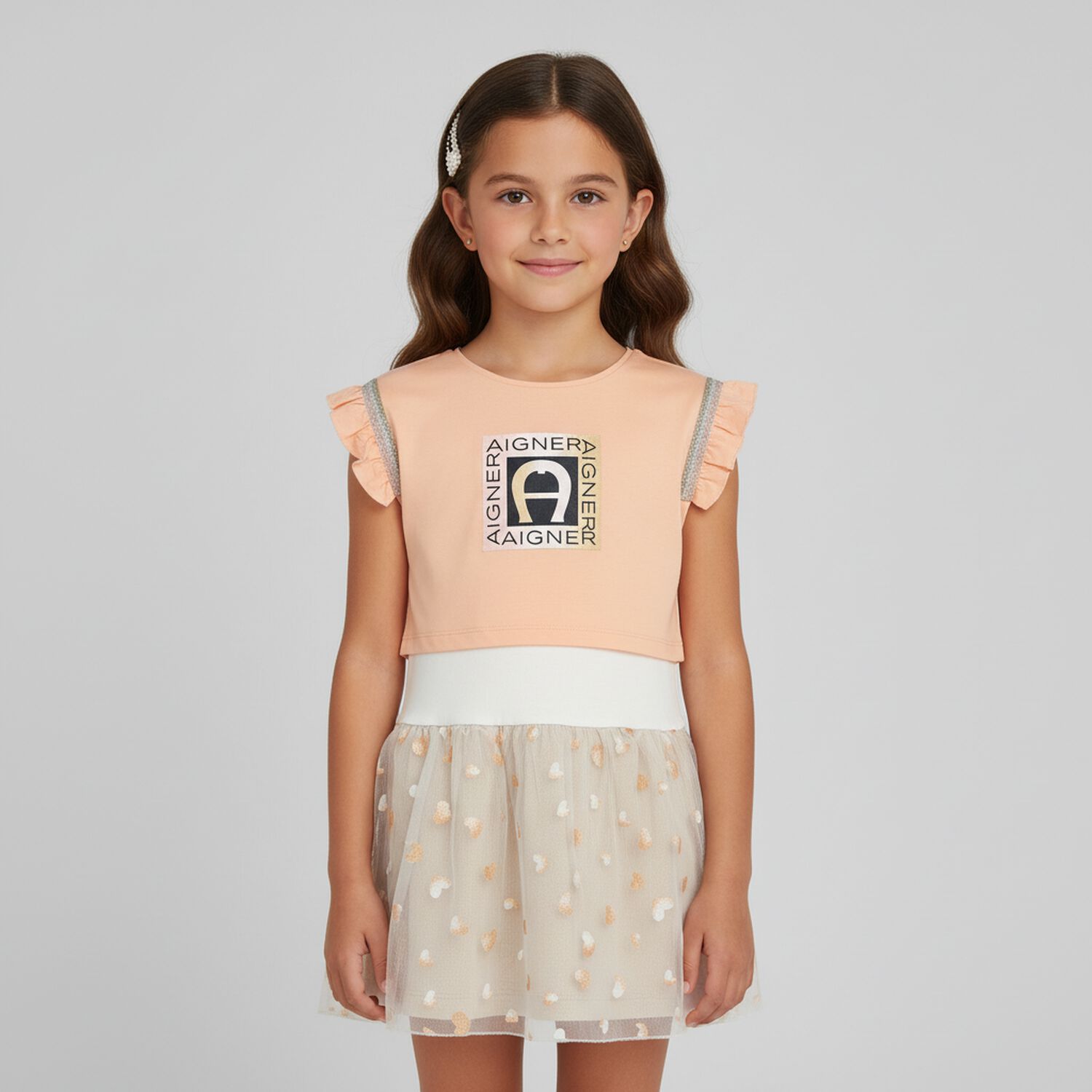Girls Pink & Gold Logo Dress Set, 1, hi-res