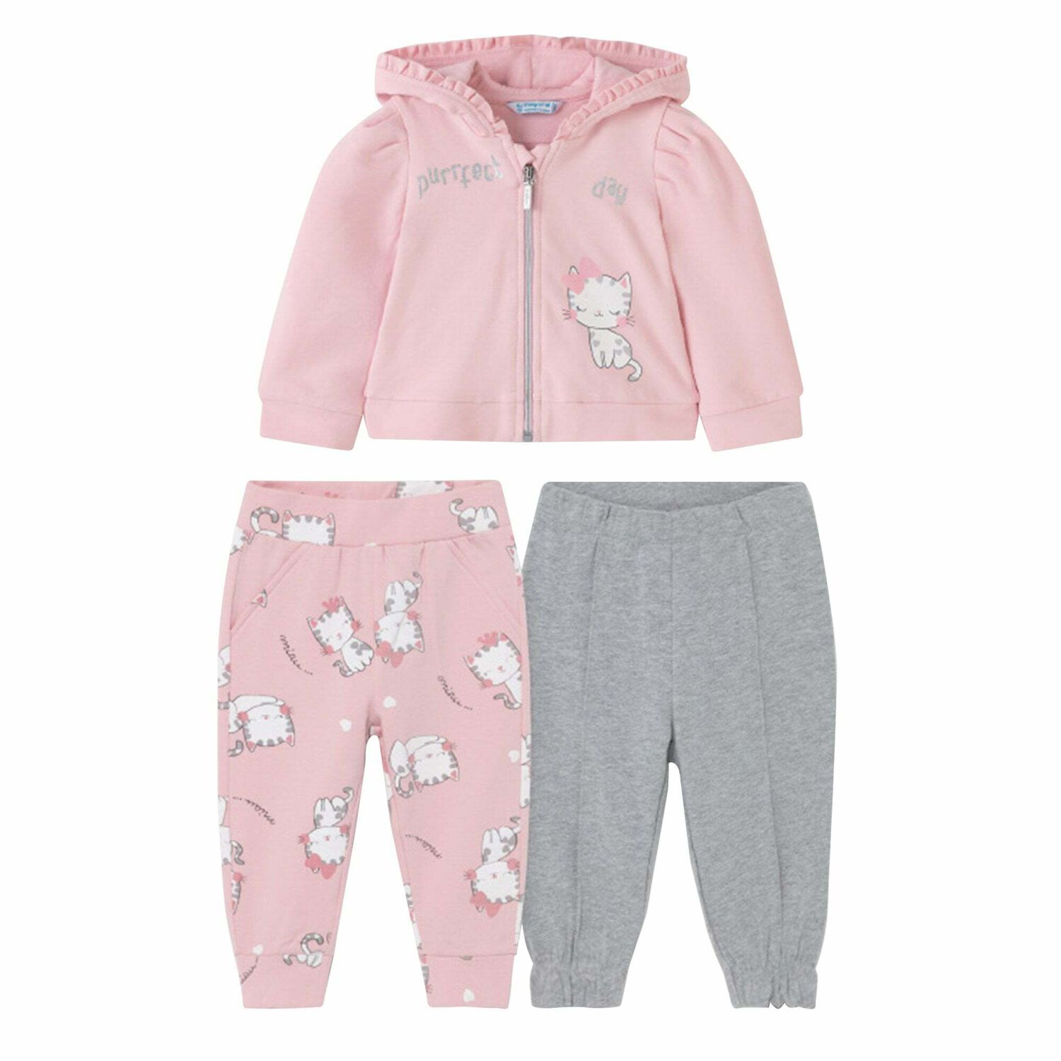 Younger Girls Pink & Grey 3-Piece Tracksuit, 2, hi-res image number null