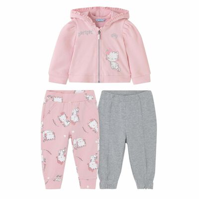 Younger Girls Pink & Grey 3-Piece Tracksuit