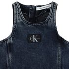 Girls Blue Logo Denim Dress, 1, hi-res