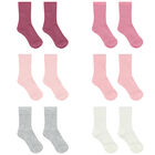 Baby Girls Pink & White Socks (6 Pack), 1, hi-res