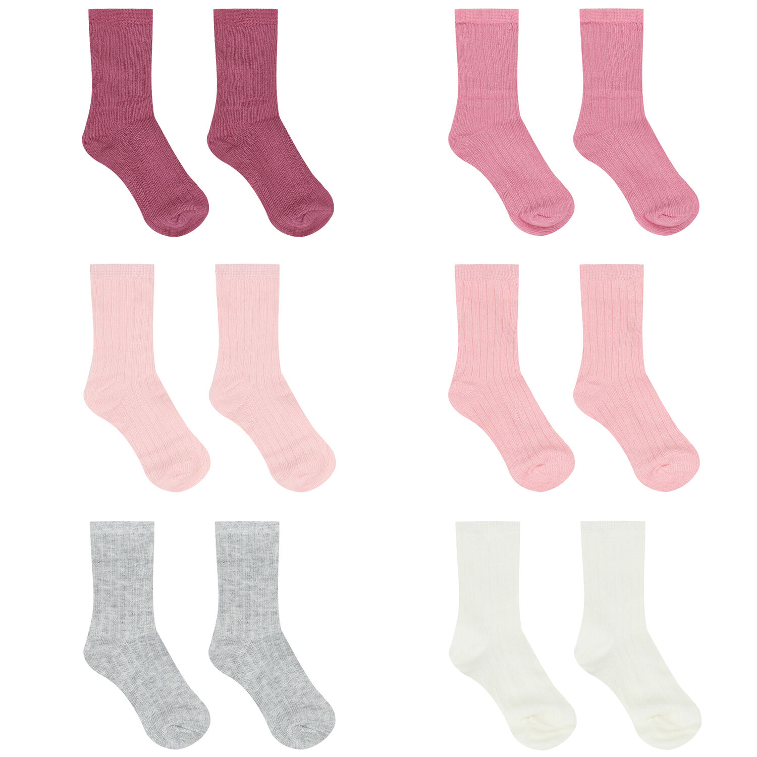 Baby Girls Pink & White Socks (6 Pack), 1, hi-res