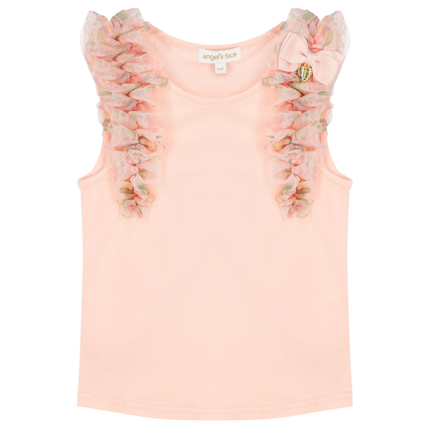 Girls Pink Ruffled Tulle Top, 1, hi-res image number null