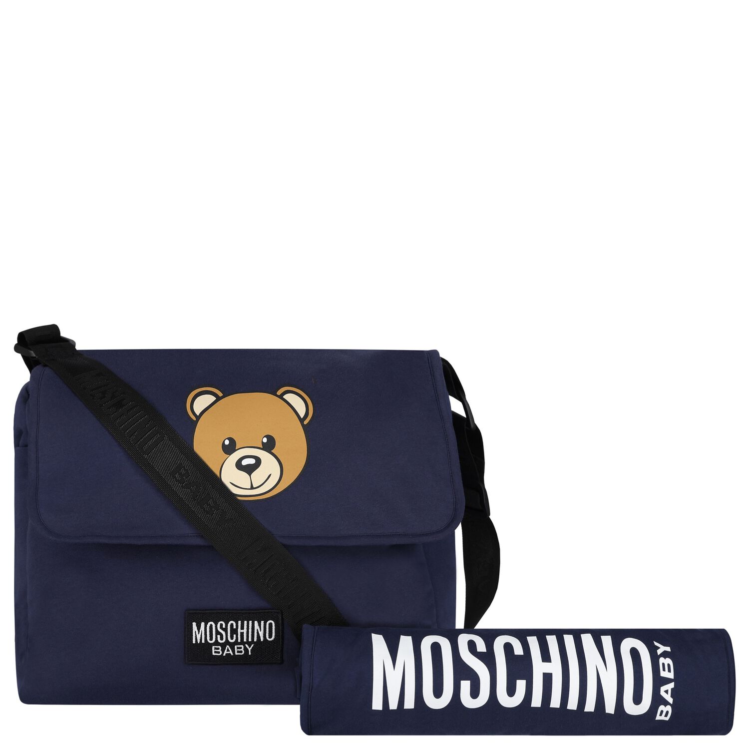 Navy Blue Teddy Bear Baby Changing Bag, 3, hi-res