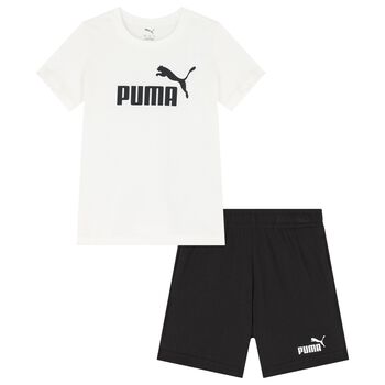 Boys White & Black Logo Shorts Set