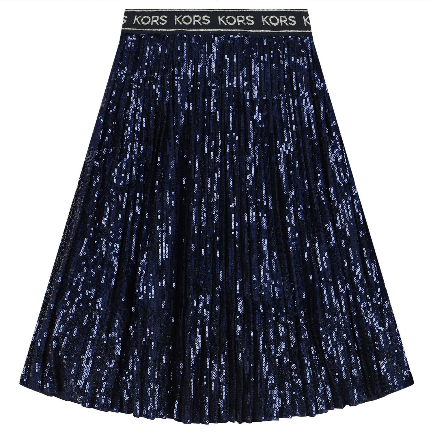 Girls Navy Blue Logo Sequin Skirt, 1, hi-res