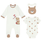 Baby Boys Ivory Babygrow, Bodysuit & Bib Set (3 Piece), 1, hi-res