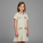 Girls Beige & Gold Logo Polo Dress, 1, hi-res