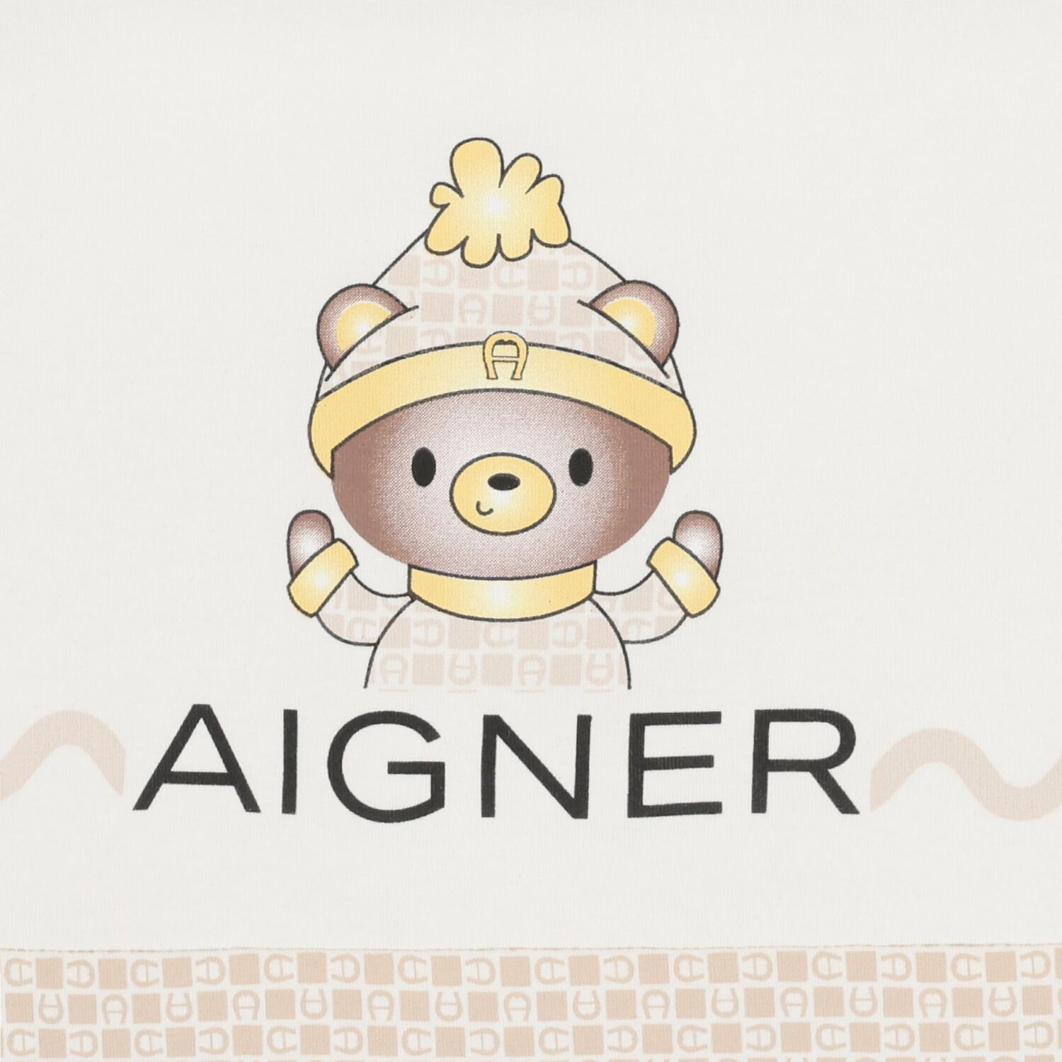 Ivory & Beige Teddy Bear Logo Baby Nest, 1, hi-res