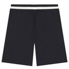 Boys Navy Blue Logo Shorts, 1, hi-res