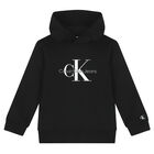Girls Black Logo Hooded Top, 1, hi-res