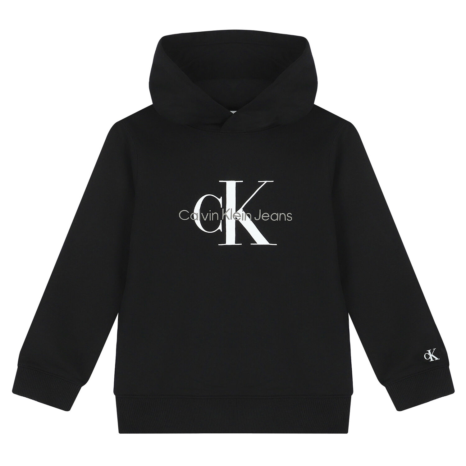 Girls Black Logo Hooded Top, 1, hi-res