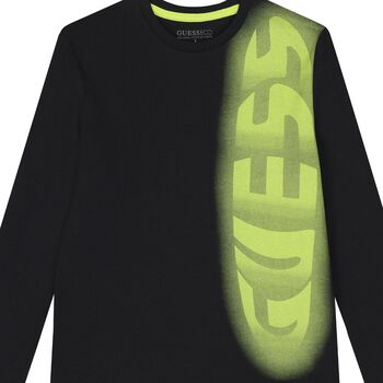 Boys Black Logo Long Sleeve Top