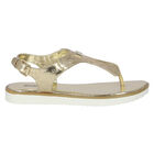 Girls Gold Logo Sandals, 1, hi-res