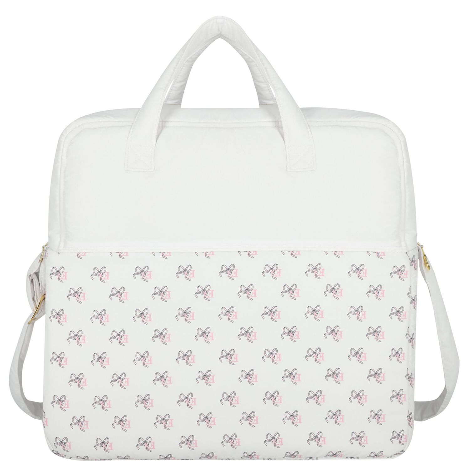 White Logo Bow Baby Changing Bag, 1, hi-res