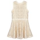 Girls Ivory & Gold Sequins Dress, 1, hi-res