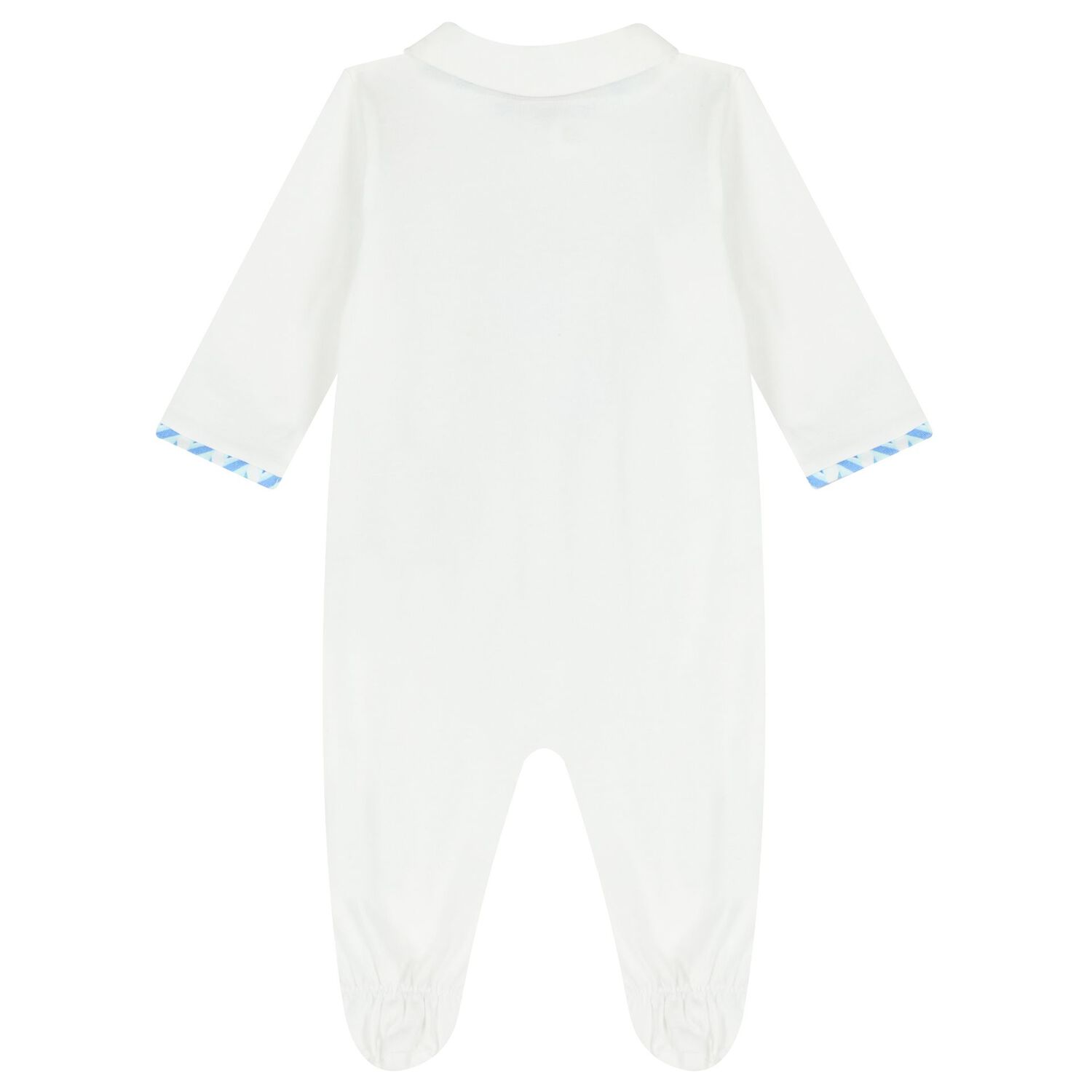 Baby Boys White & Blue Teddy Bear Zig Zag Babygrow Gift Set, 1, hi-res
