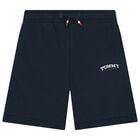 Boys Blue Logo Shorts, 1, hi-res