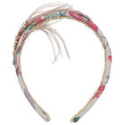 Pink Jacquard Headband with Pink Feathers, 1, hi-res