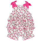 Baby Girls White & Pink Floral Romper, 1, hi-res