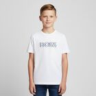 Boys White Logo T-Shirt, 4, hi-res