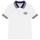 Boys White & Black Logo Polo Shirt, 1, hi-res